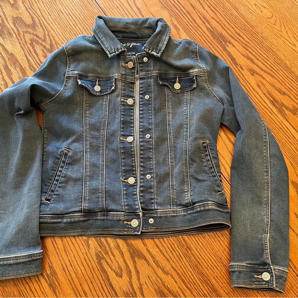 Cat & Jack Dark Blue Denim Jacket kids size 14/16